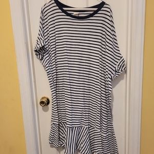H & M slub jersey dress size  xxl blue and white.